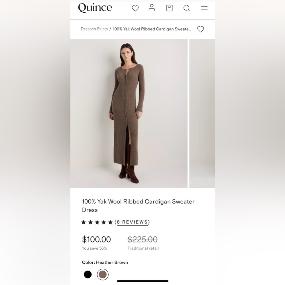 Quince Yak Wool Ribbed Cardigan Sweater Dress